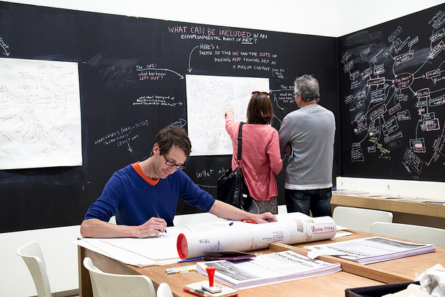 Lucas Ihlein working on Environmental Audit, In the Balance, MCA, Sydney 2010